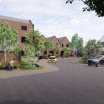 Exterior of Potters Bar EN6 development site on High Street, former learning centre with Grade II listed building and full planning for homes