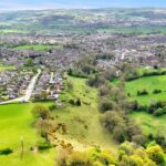 Panoramic 270° countryside views across Aire Valley from prime building plot on Breakmoor Avenue, Silsden, Yorkshire