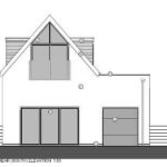 Artist impression of south-facing garden with bi-fold doors from open-plan kitchen diner in proposed 2-bed detached home on prime waterfront plot