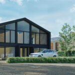 Panoramic aerial view of 2-acre development site on Ridgeway, Cuffley, Hertfordshire EN6, with stunning Northaw Valley and London skyline vistas including The Shard
