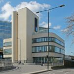 Battleship Building at 179 Harrow Road, Grade II* listed office exterior with striking design near Paddington Station