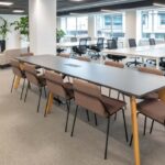 Impressive double-height reception lobby of Metro Building, fully refurbished 2020, prime Hammersmith Broadway office investment
