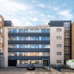 Modern exterior facade of 77 Bastwick Street prime office building in Clerkenwell London near Barbican station